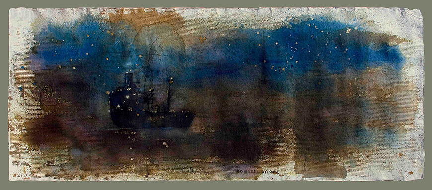 Constellation, Ink and watercolour on Indian handmade paper, 72 x 30 inches approx