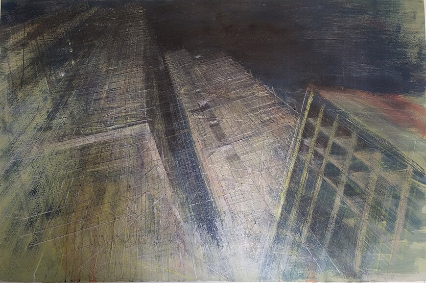 Nowhere to Run, Graphite & Oil stick, 40 x 60", 2022