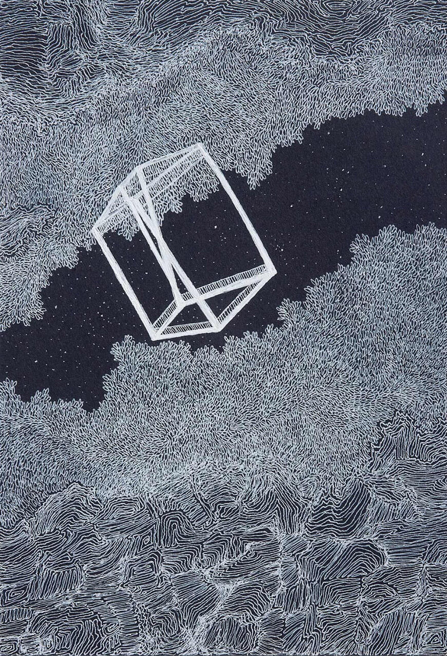 Poem, White pen and ink on black paper, 6.5" X 4.5", 2016 (Image Courtesy: Gamesh Gohain)