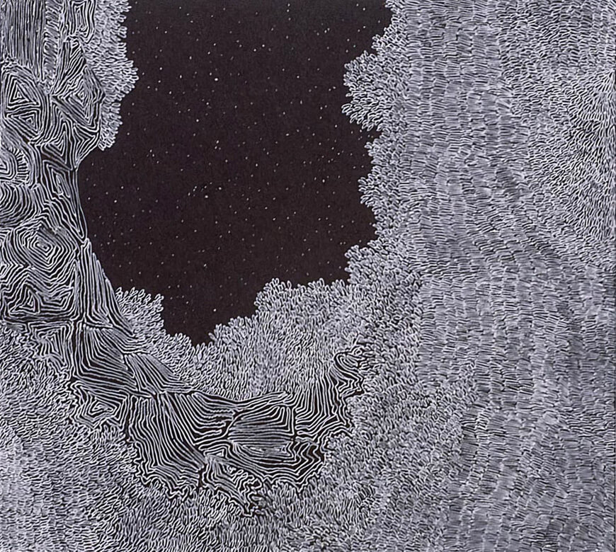 Poem, White pen and ink on black paper, 3" X 3", 2016 (Image Courtesy: Gamesh Gohain)
