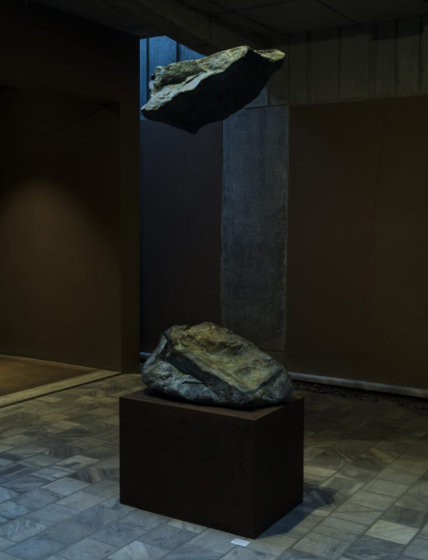 Shadow of a Stone, Bronze with patina, Synthetic bronze, Synthetic corten steel and space, 2017- 2018 (Image Courtesy: Gamesh Gohain)