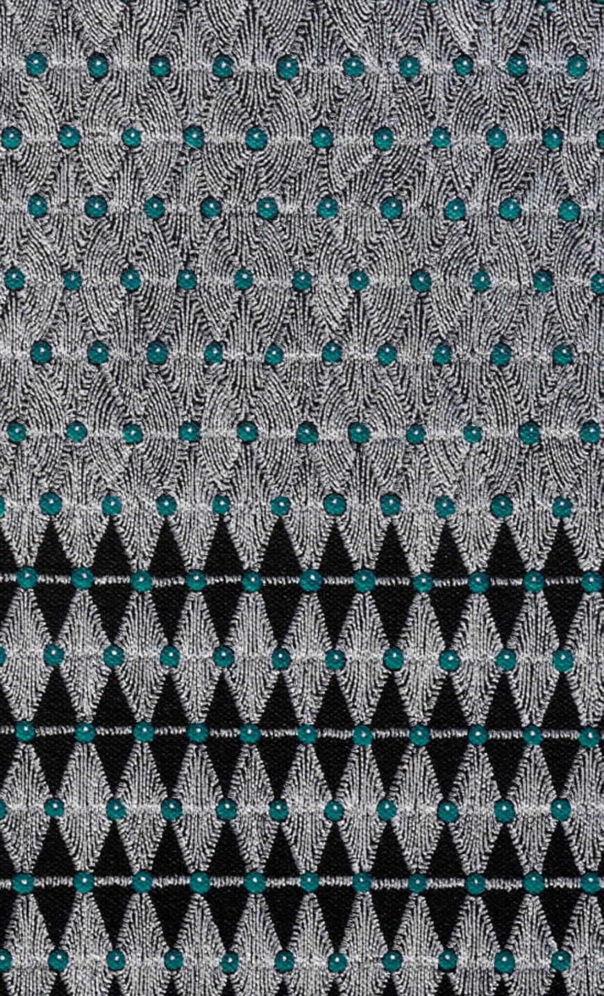 "Letter to his Grand Mother - A Gift to my Grand Maa" (Detail), White and color acrylic pen & ink on black canvas (Detail), 5.3' x 4.3' x 3", 2024 (Image Courtesy: Ganesh Gohain)
